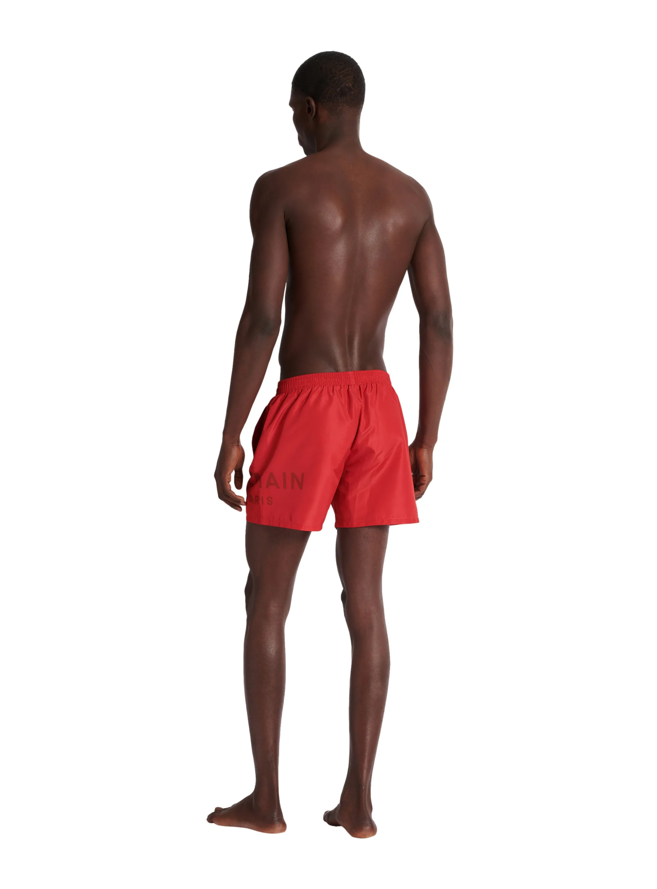 BALMAIN  Short de bain imprimé balmain paris - Rouge