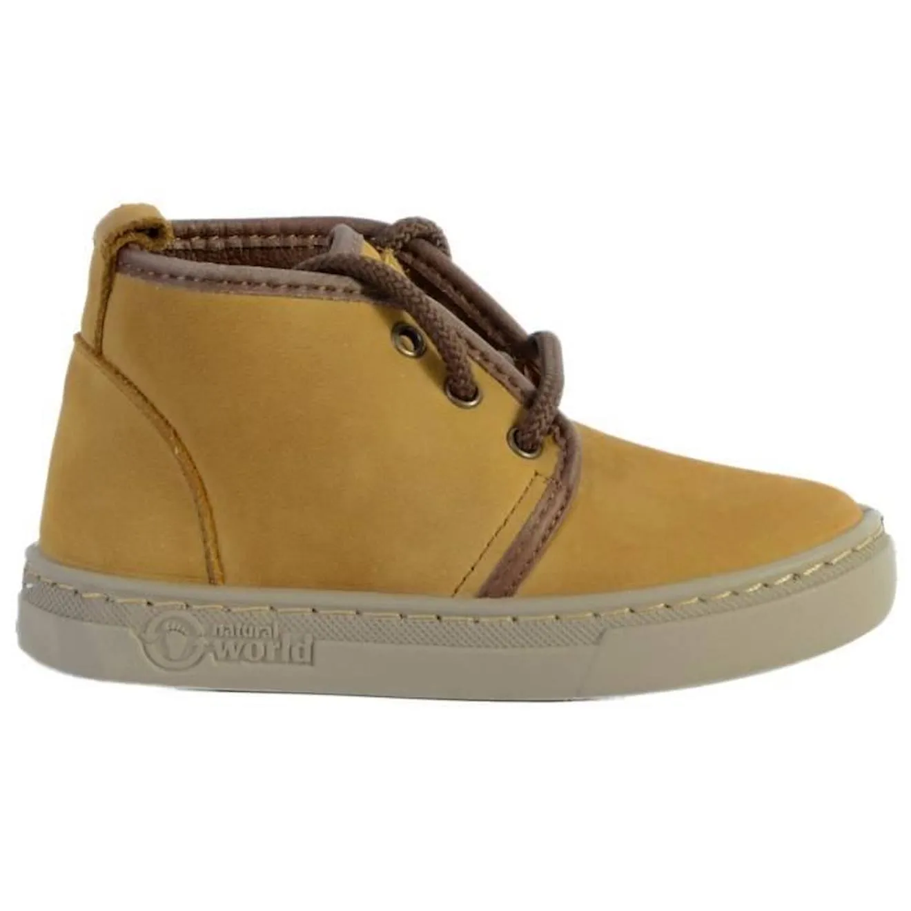 Basket Montante Enfant - NATURAL WORLD - Safari On Nappa - Cuir - Confort exceptionnel jaune - Natural World