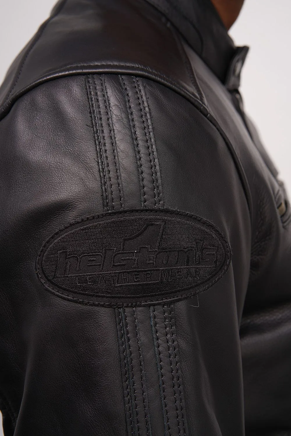 Blouson Helstons Ace cuir rag noir, moto custom, Harley, biker