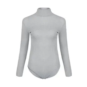 Body Col Roulé Gris Femme