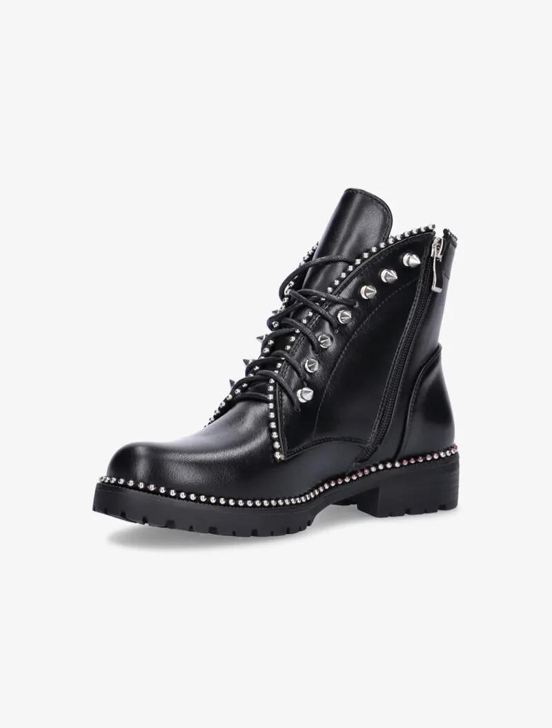 Boots arrondies à picots et billes - noir