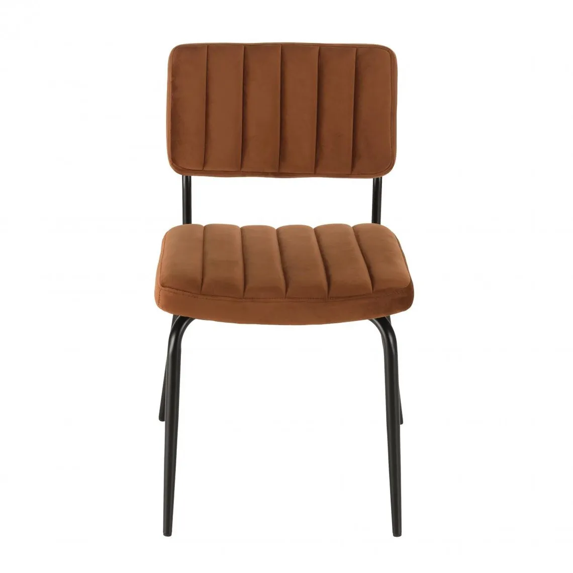 Chaise velours orange pieds métal noir | 3 Suisses