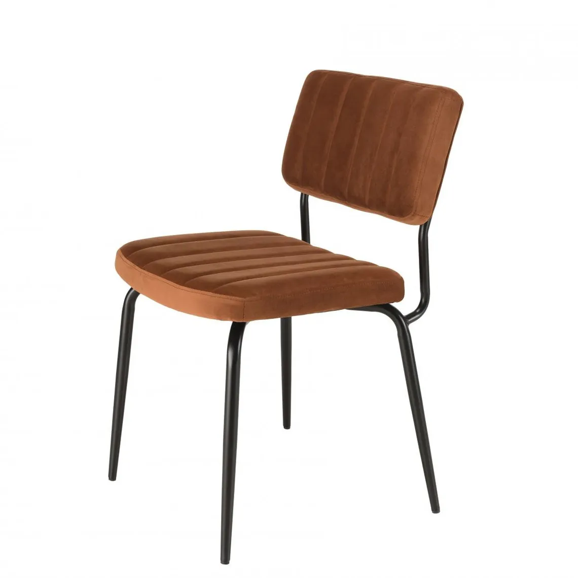 Chaise velours orange pieds métal noir | 3 Suisses