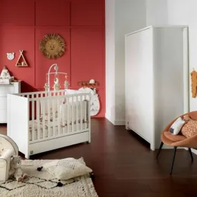 Chambre Duo Lit 60x120 cm + Armoire 2 portes Loft Blanc