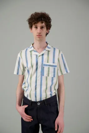 Chemise manches courtes rayures bleues