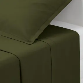 Drap plat en coton vert kaki | 3 Suisses