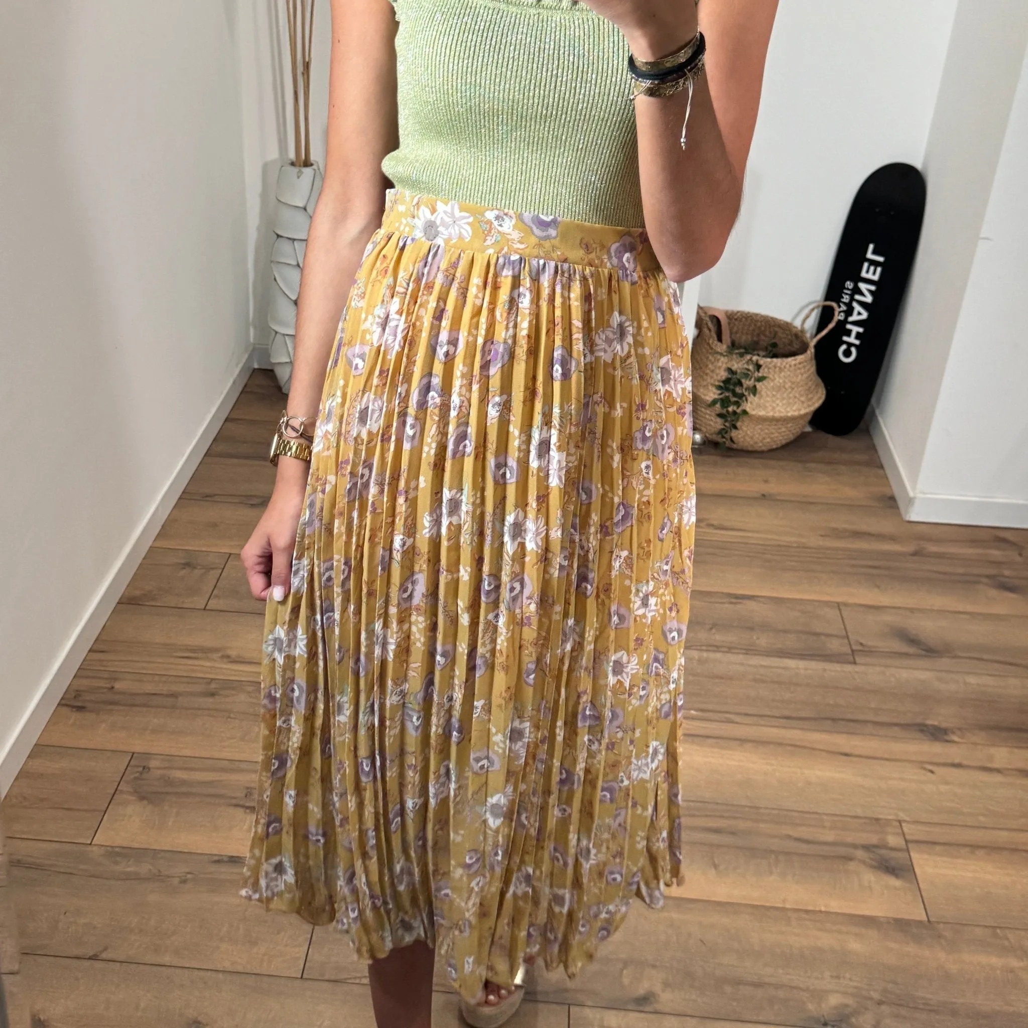 JUPE FLEURIE JAUNE DAPHNE