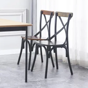 Lot de 2 chaises industrielles métal et bois Gris  | 3 Suisses