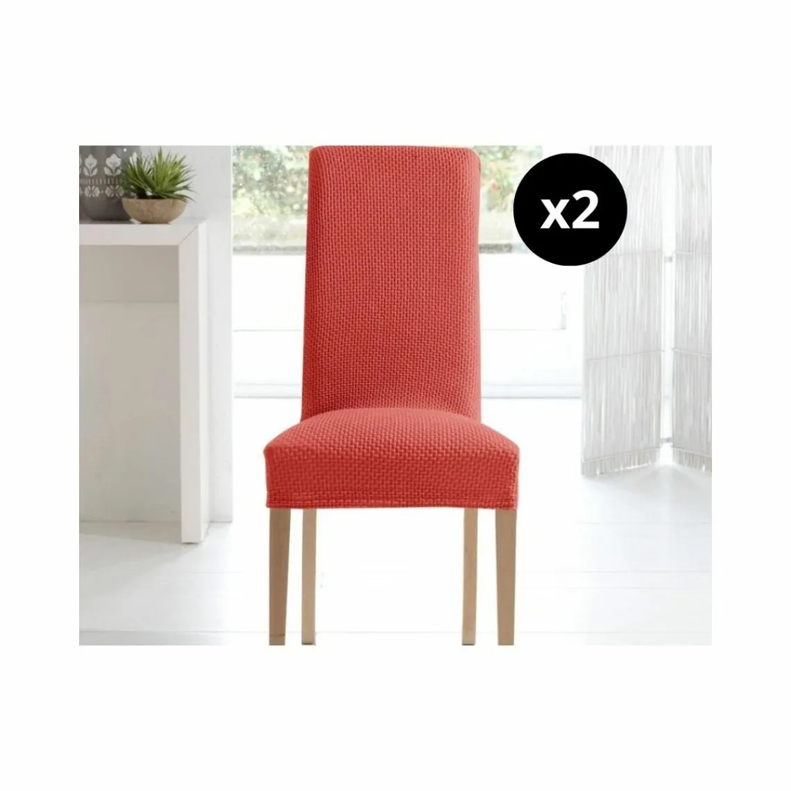 Lot de 2  housses de coussin  DAYTONA rouge en coton | 3 Suisses