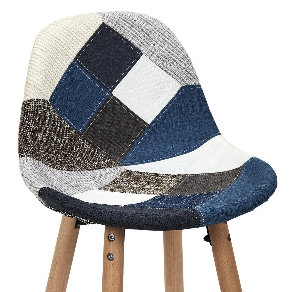 Lot de 2 Tabourets De Bar Patchwork Bleu Gris | 3 Suisses
