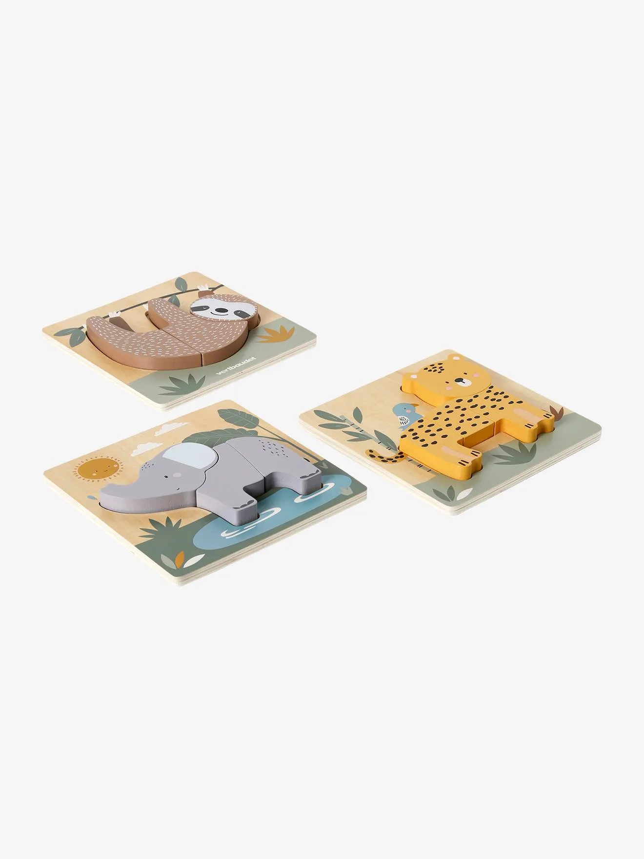Lot de 3 puzzles chunky en bois FSC® - Tanzanie jaune - Vertbaudet