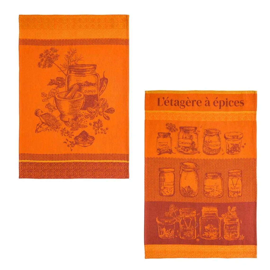 Lot de torchons imprimés en jacquard de coton, EPICES  Orange moyen | 3 Suisses