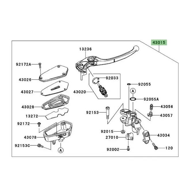 Maître-cylindre avant d'origine Kawasaki Z750R (2011-2012) | Moto Shop 35