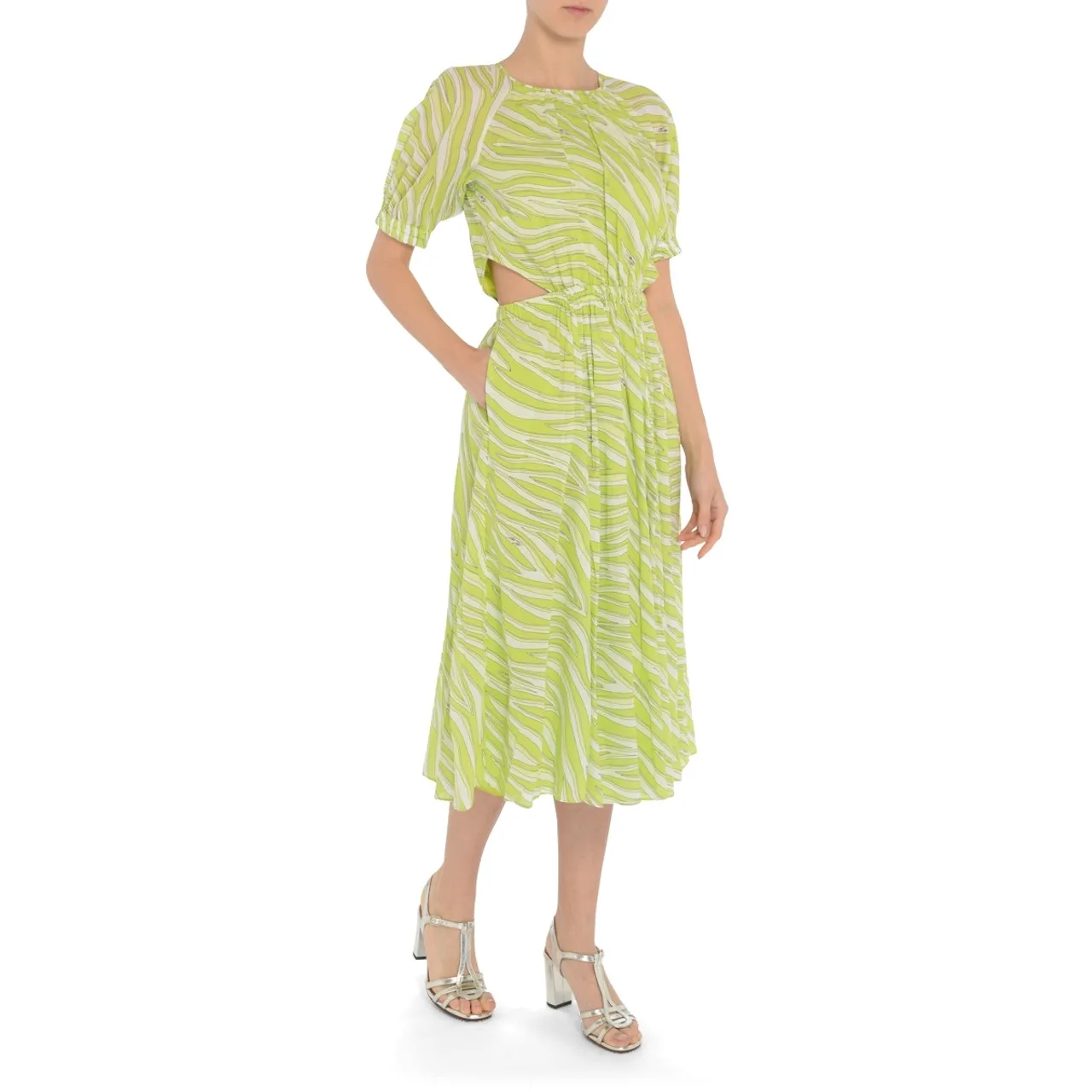Michael Kors Robe midi blanc et citron vert 