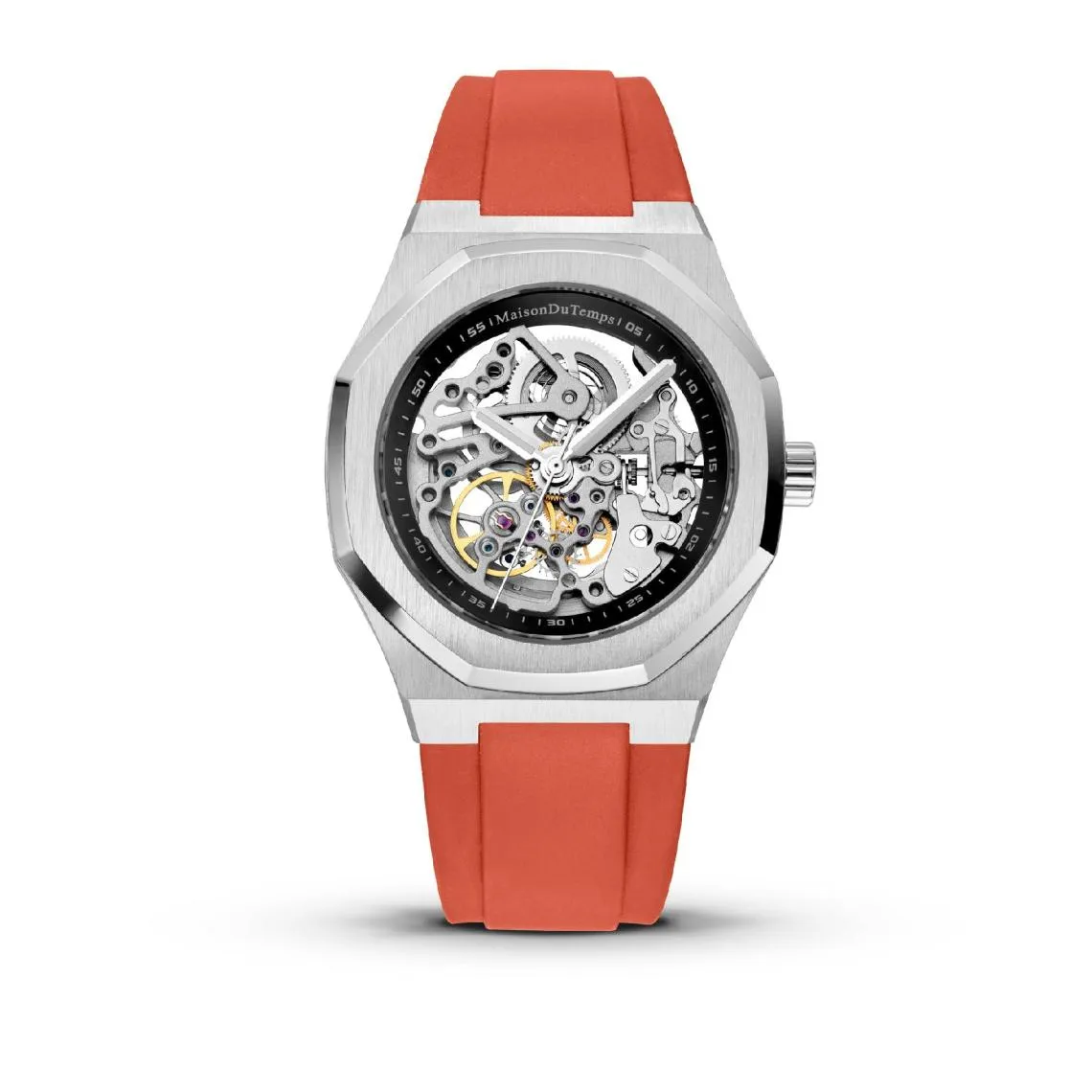 Montre Homme MaisonDuTemps MTBeta Skeleton Bracelet Silicone Rouge | 3 Suisses