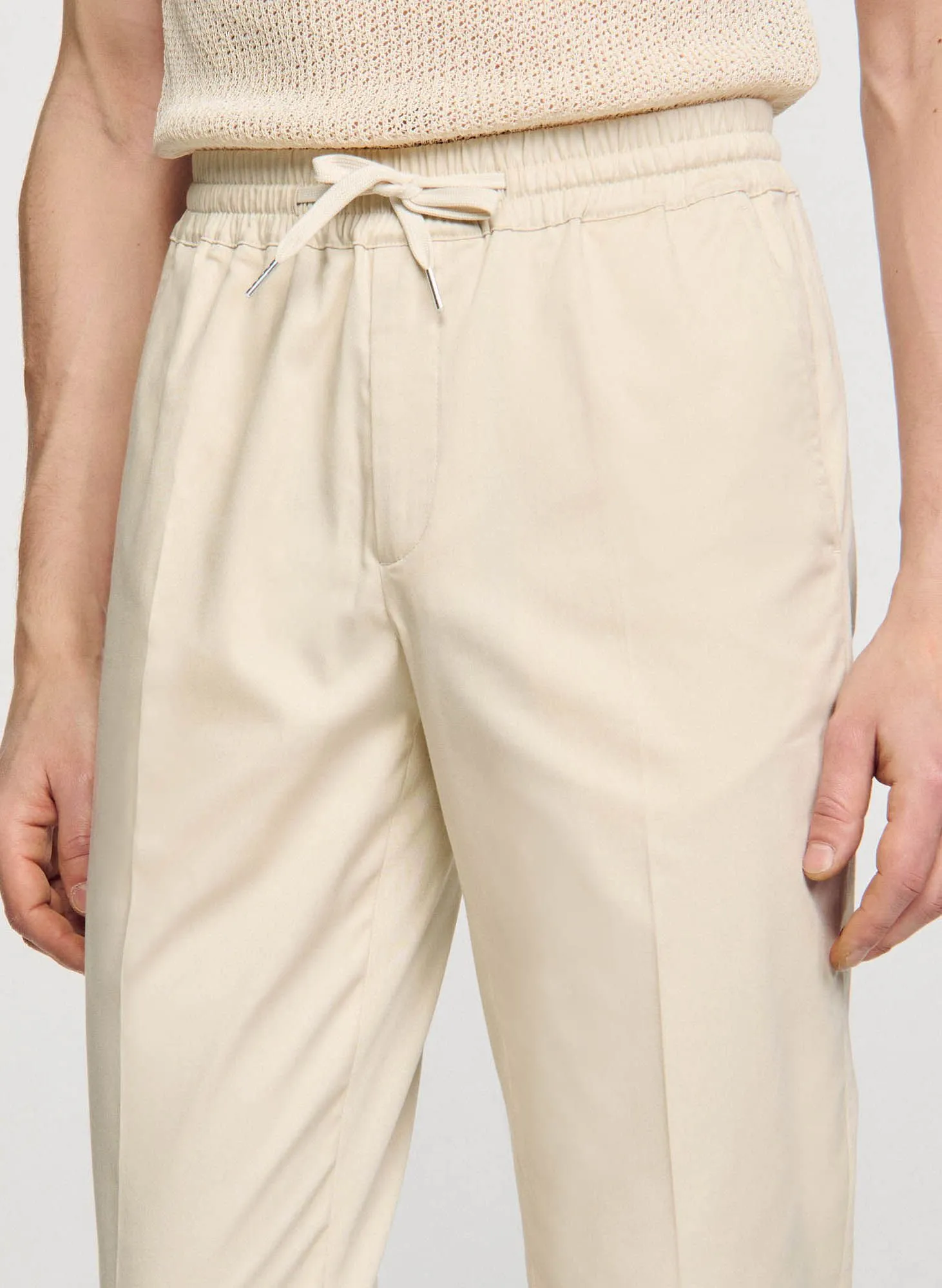 PANTALON CHINO AVEC CORDON EN COTON MéLANGé - SANDRO pour HOMME | Printemps