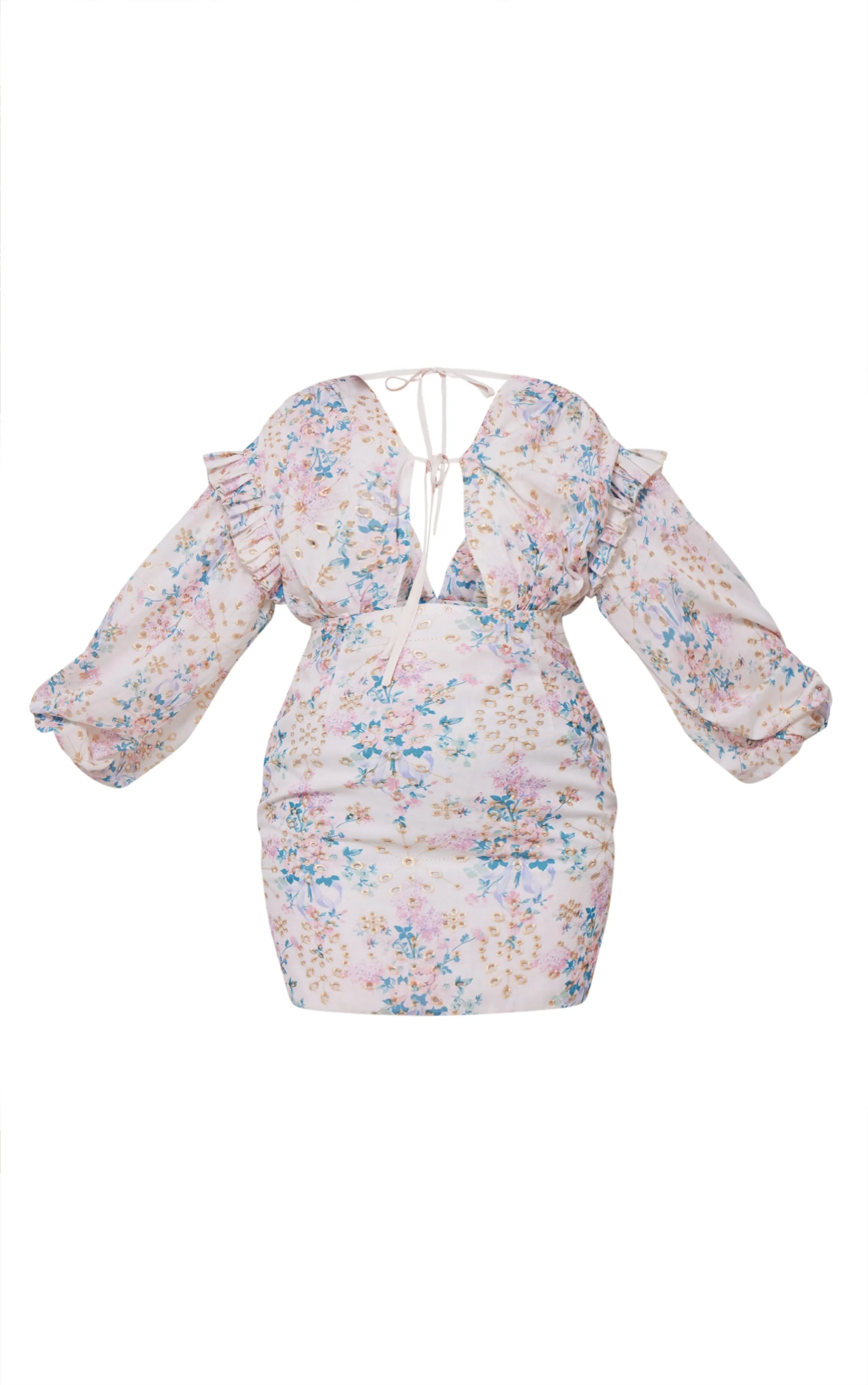 Plus Robe droite imprimé petites fleurs multicolore à détail brodé et noué