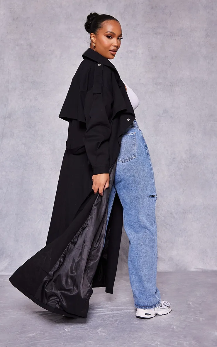 Plus Trench noir à boutons-pression