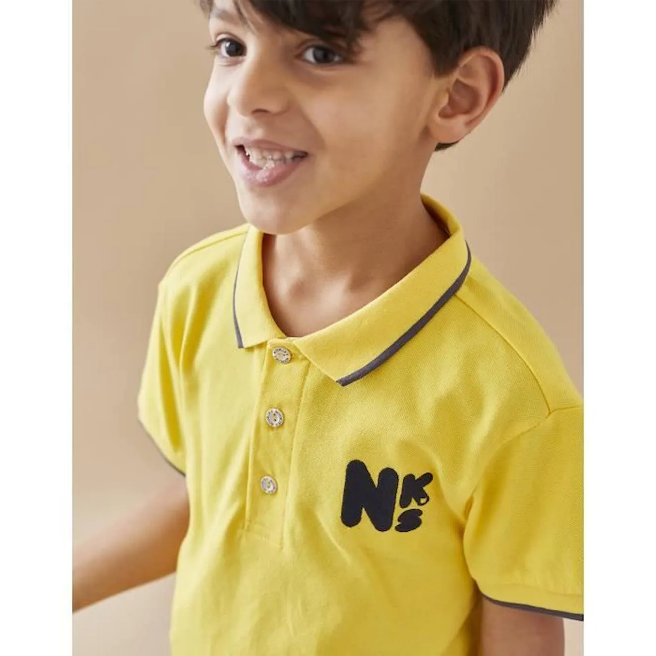 Polo en coton piqué jaune - Noukies