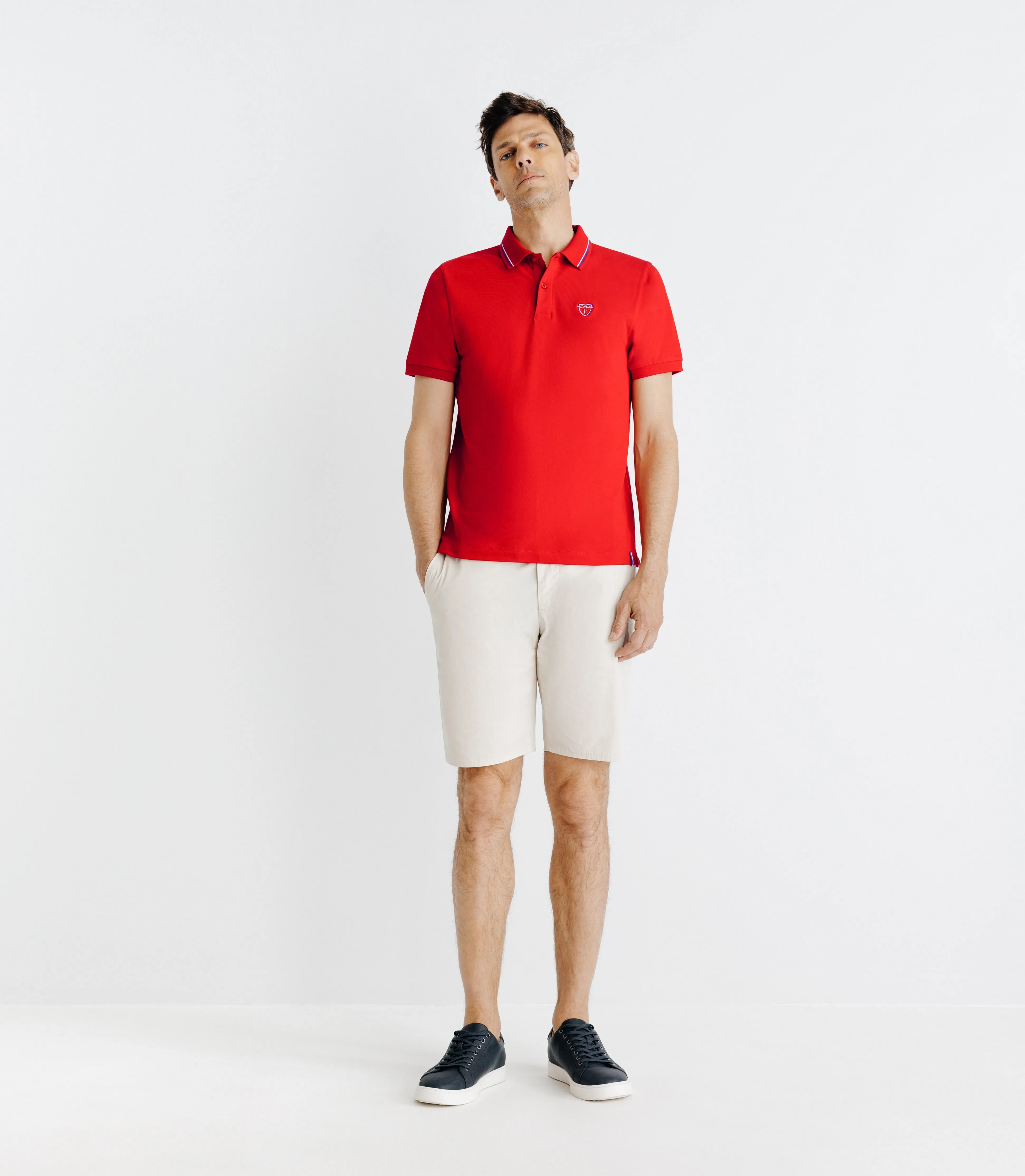 Polo piqué boutonné rouge