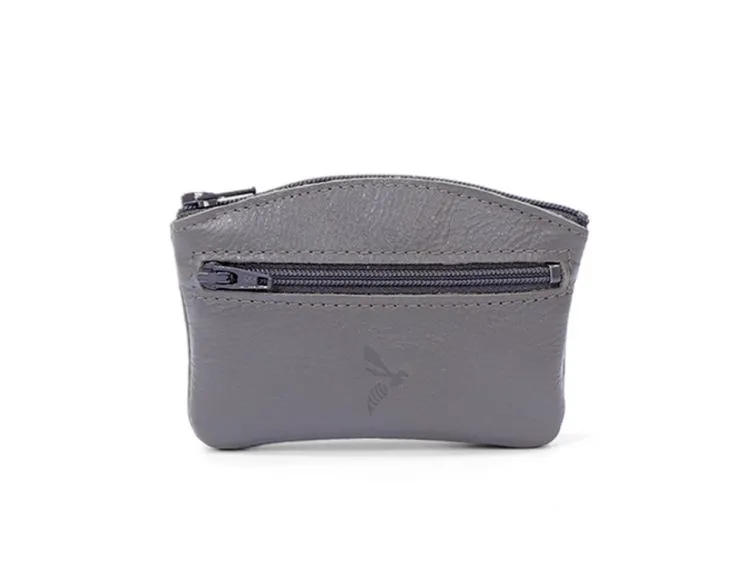 Porte-monnaie fermeture zippée en cuir gris - 204 