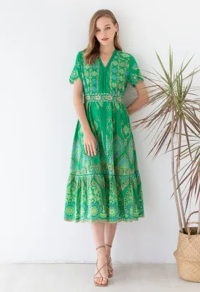 Robe mi-longue brodée Exotic Day Cutwork