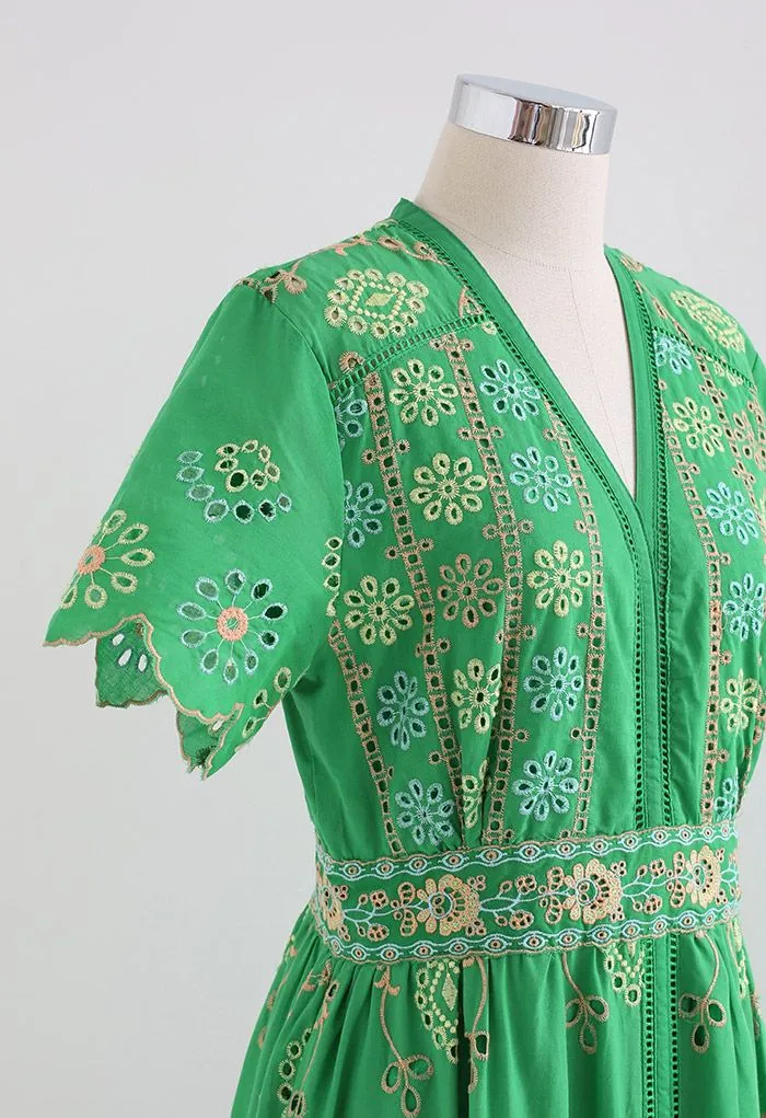 Robe mi-longue brodée Exotic Day Cutwork
