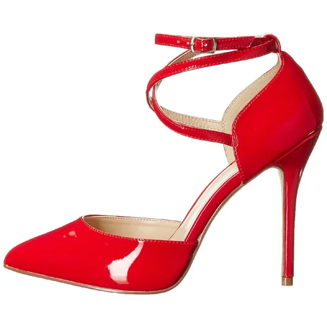Rouge Verni 13 cm AMUSE-25 Chaussures Escarpins de Soirée