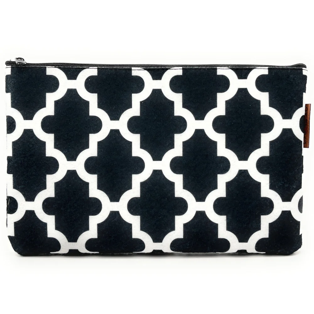 Sac femme | DUO trieur + trousse en feutrine écologique BLACK'N WHITE