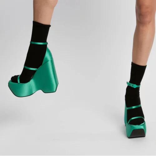 Sandales 39 Versace Satin Vert