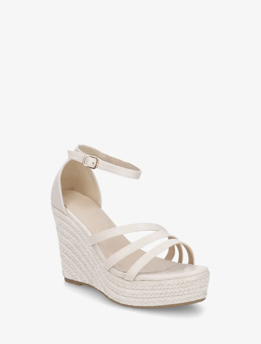 Sandales compensées à talon haut - Beige