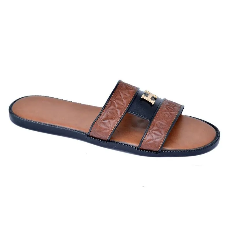 Sandales Marron Boucle Dorée Homme - SDL1908
