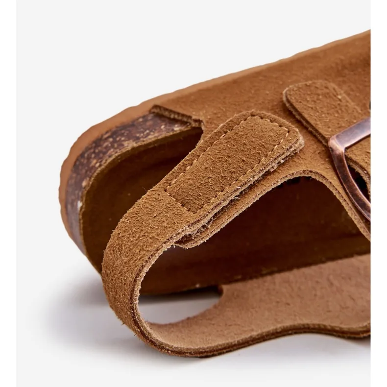 Sandales pour enfants sur plateforme en liège, fermeture velcro, Camel Rorria brun