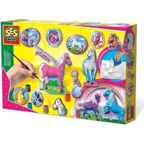 SES CREATIVE Moulage et peinture - Chevaux fantaisie jaune - Ses creative