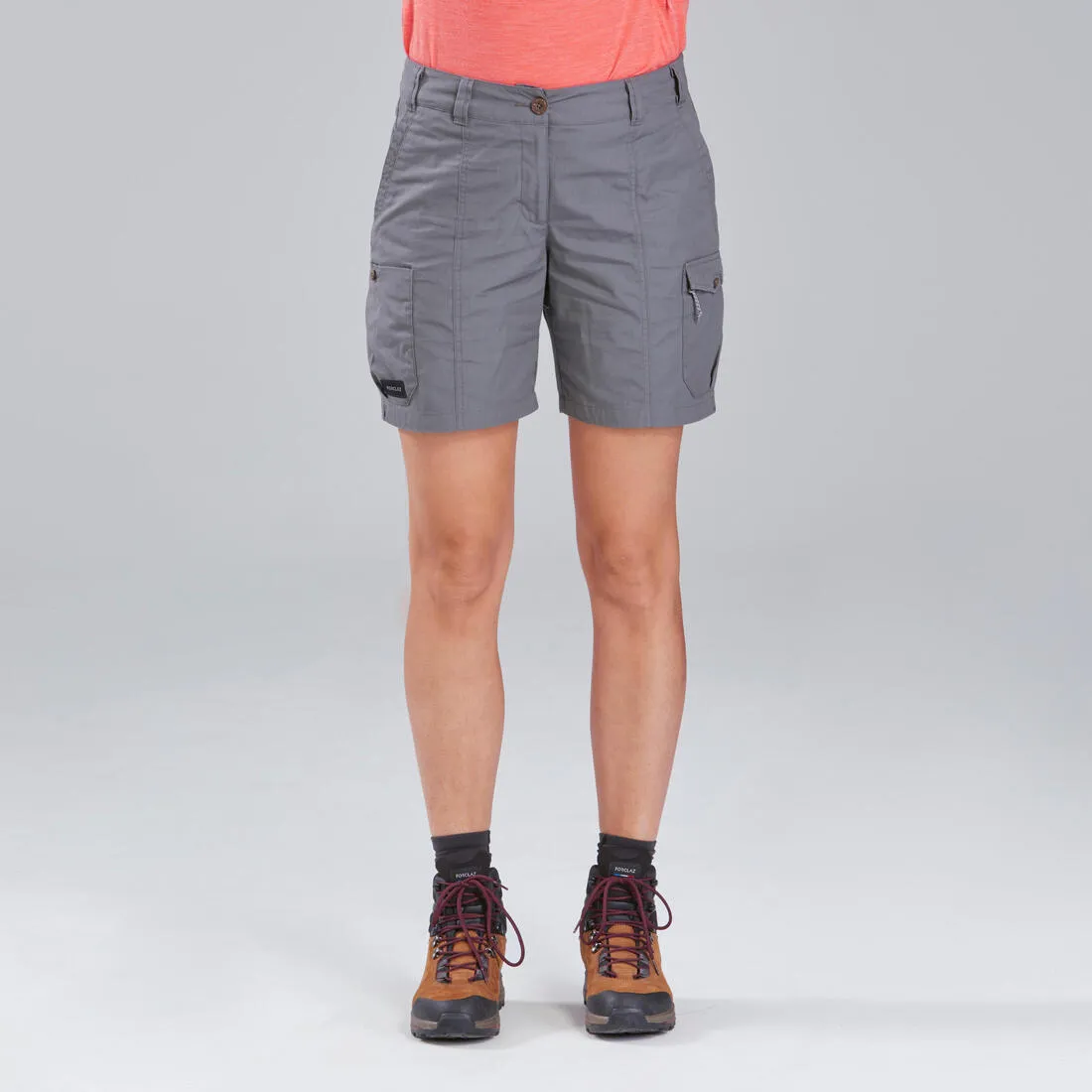 Short de trek voyage - TRAVEL 100 gris femme