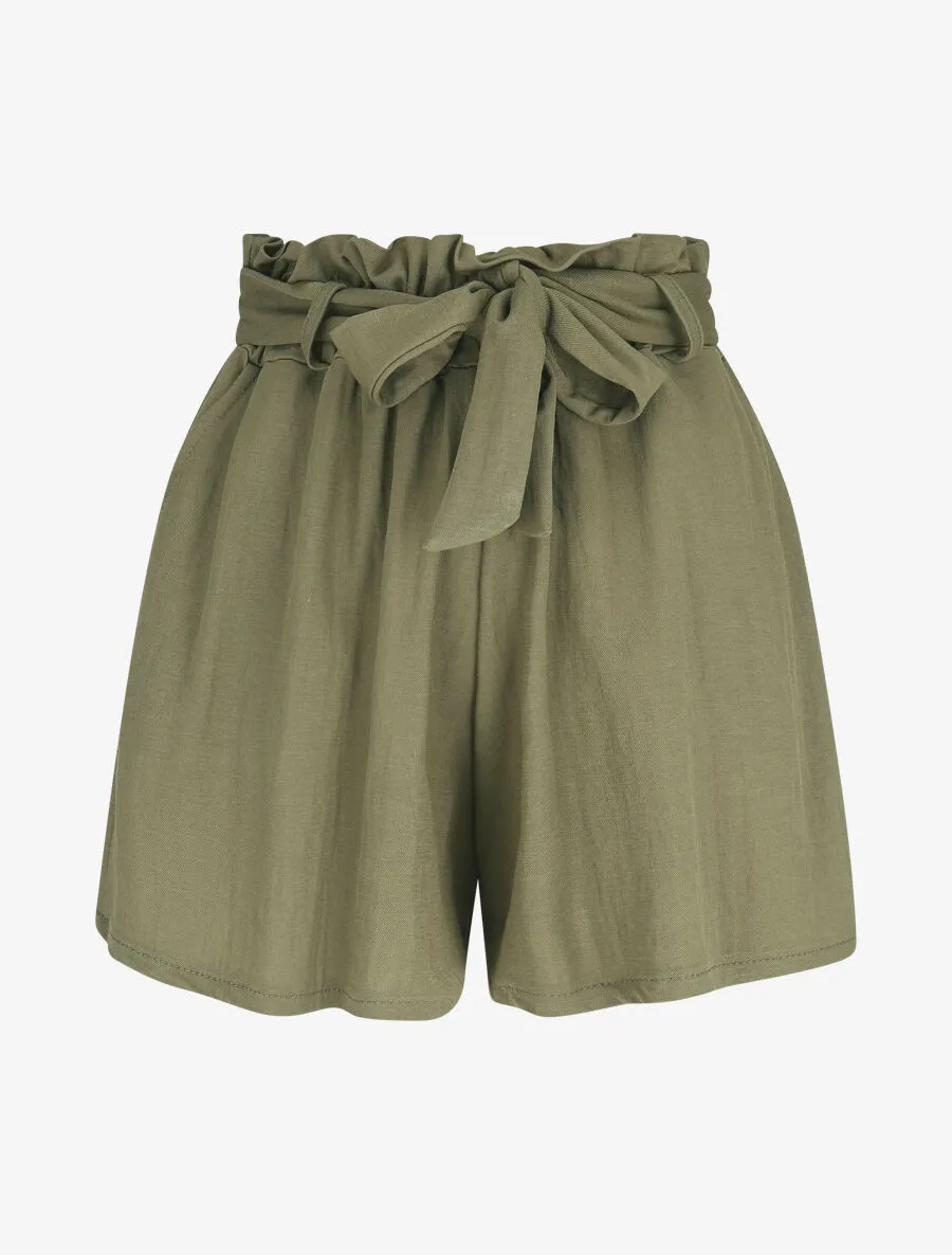 Short évasé taille haute - Kaki