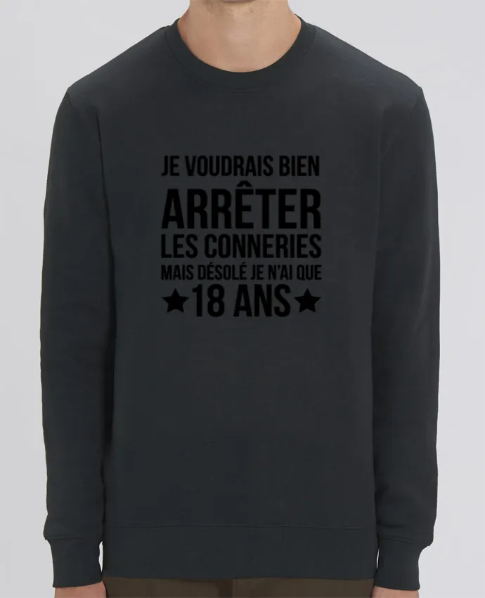 Sweat-shirt Arrêter les conneries mais désolé j'ai 18 ans - Anniversaire Par tunetoo