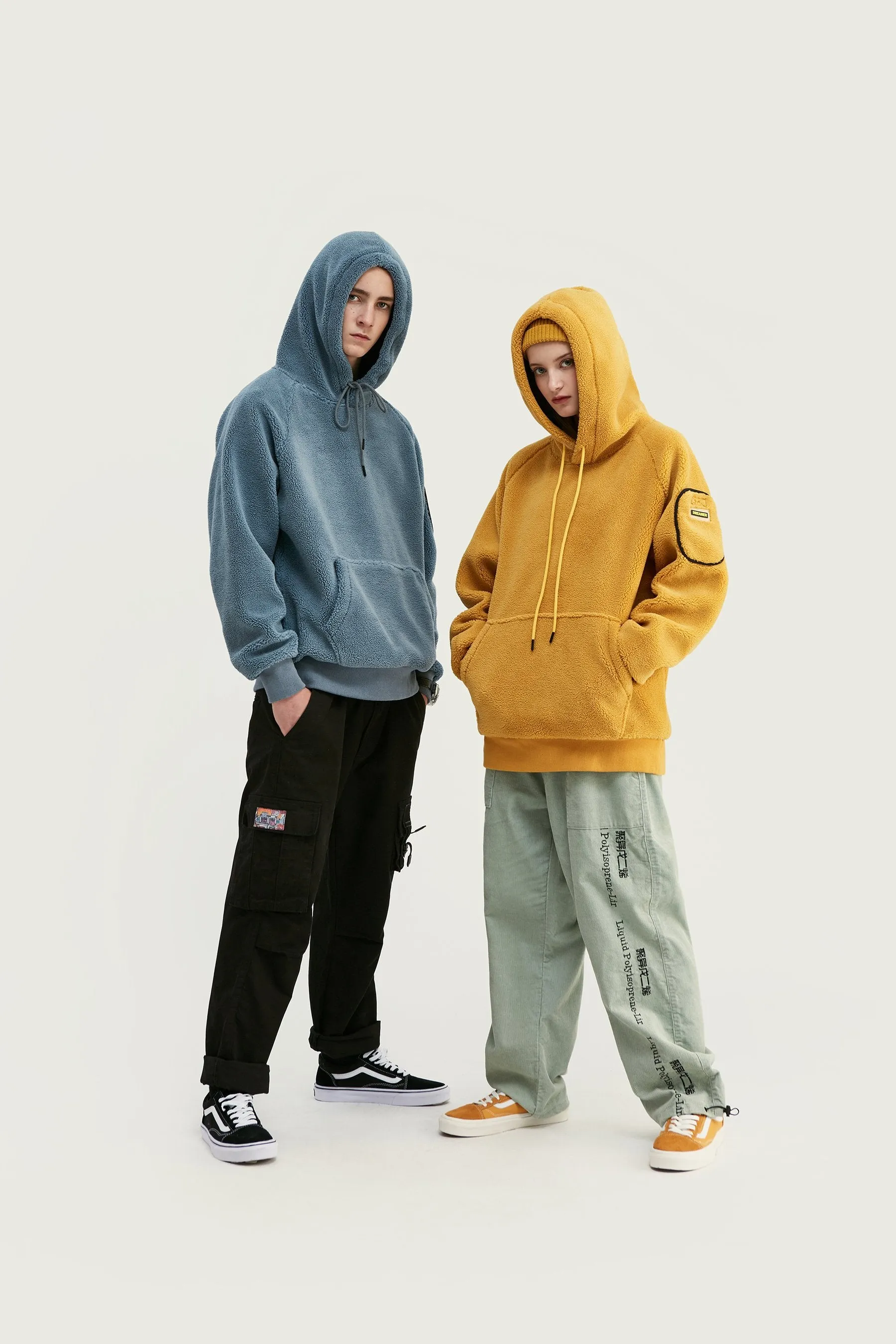 Sweat à capuche en velours - Jaune