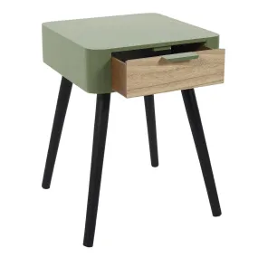 Table de Chevet 1 Tiroir En Bois Vert Kaki | 3 Suisses