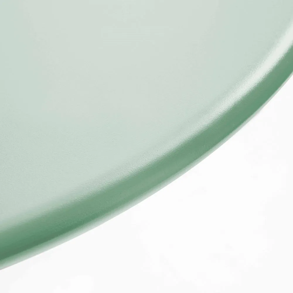 Table de terrasse ronde bistro inclinable en acier vert sauge 70cm oviala