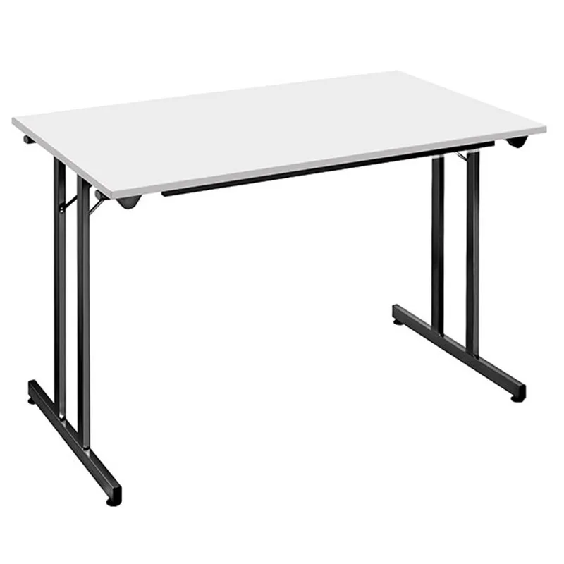 Table pliante d'appoint 140 x 70 cm - plateau gris - pied noir