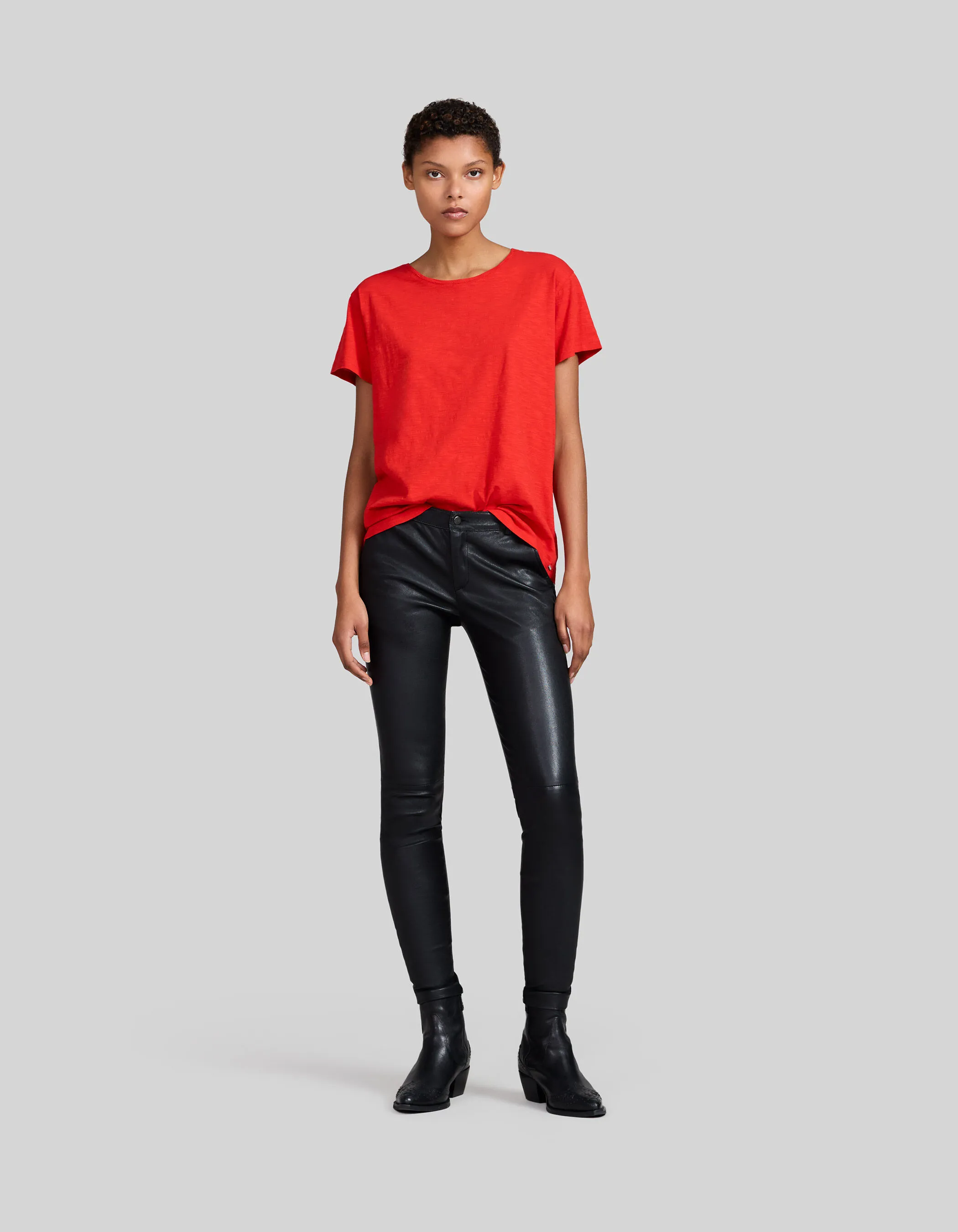 Tee-shirt rouge coquelicot laçage dos Femme