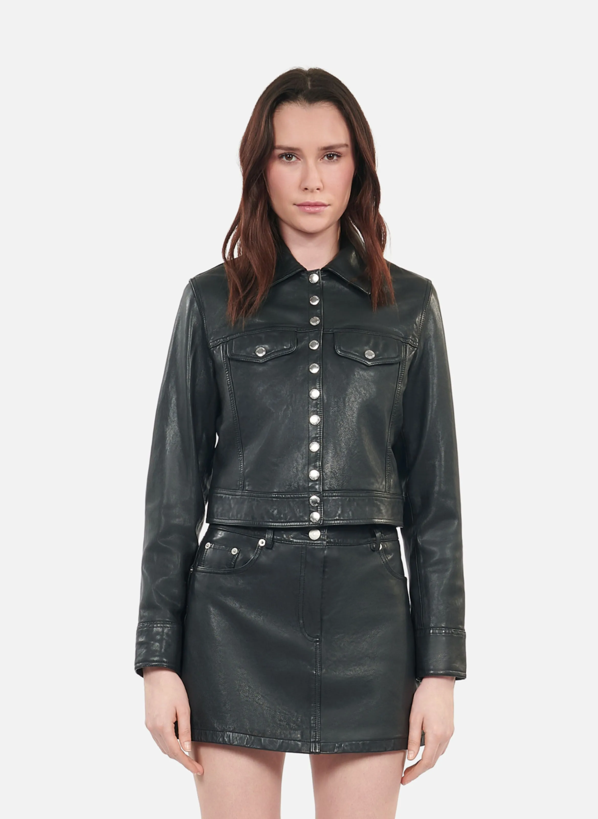 THE KOOPLES  Blouson col classique droit en cuir - Noir