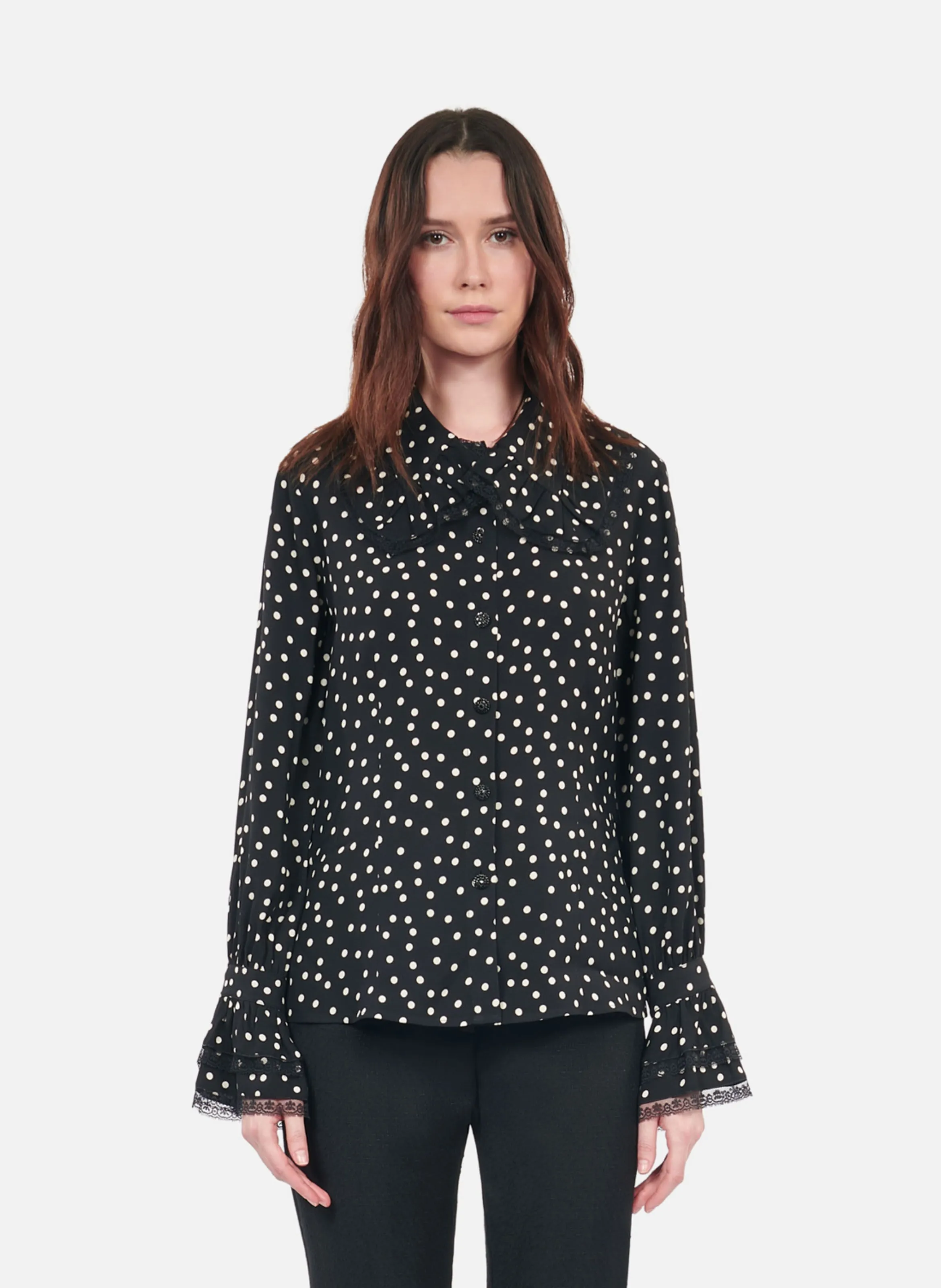THE KOOPLES  Chemise ajustée à pois - Noir