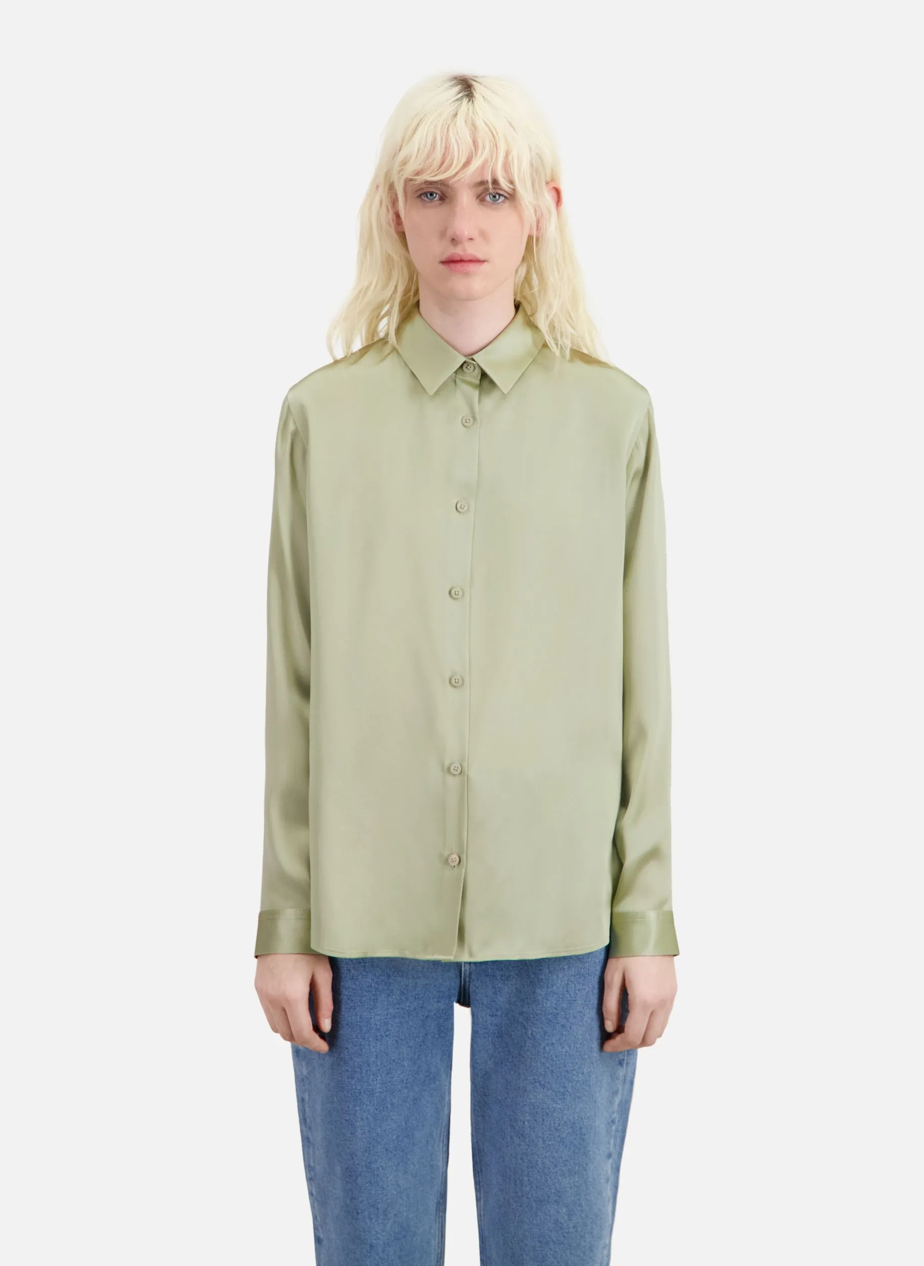 THE KOOPLES  Chemise col classique en soie - Kaki