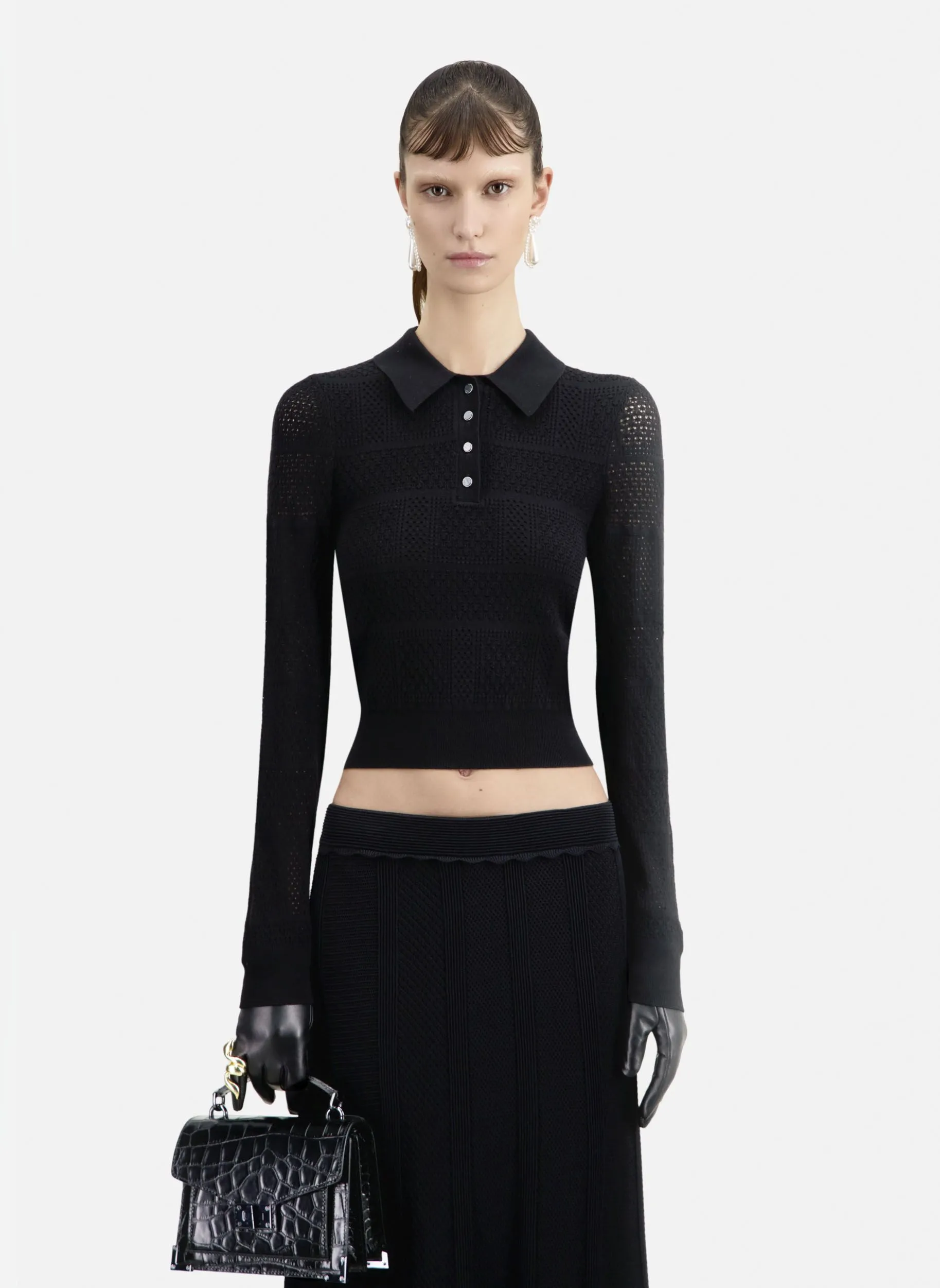 THE KOOPLES  Polo ajusté en maille - Noir