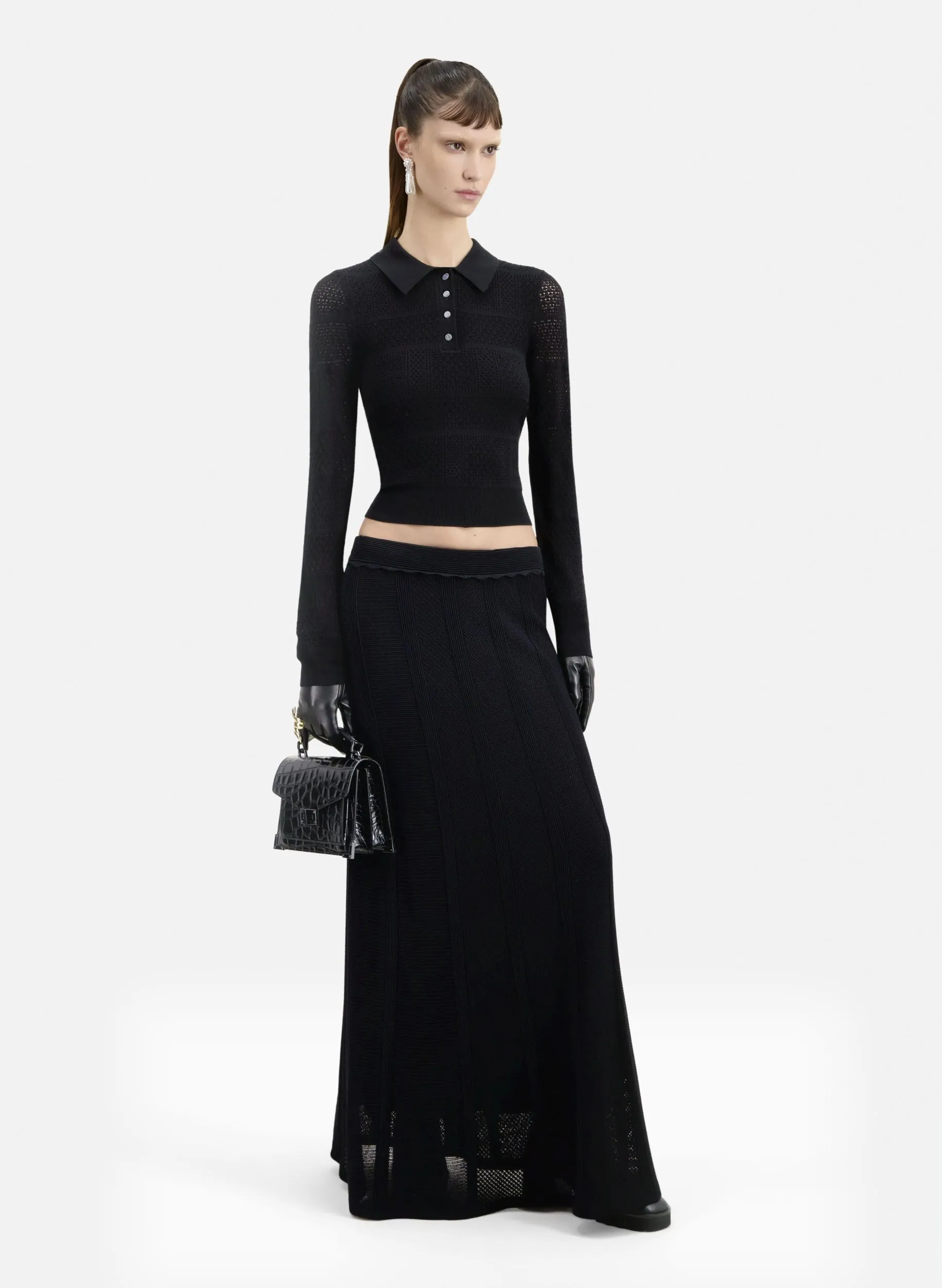 THE KOOPLES  Polo ajusté en maille - Noir
