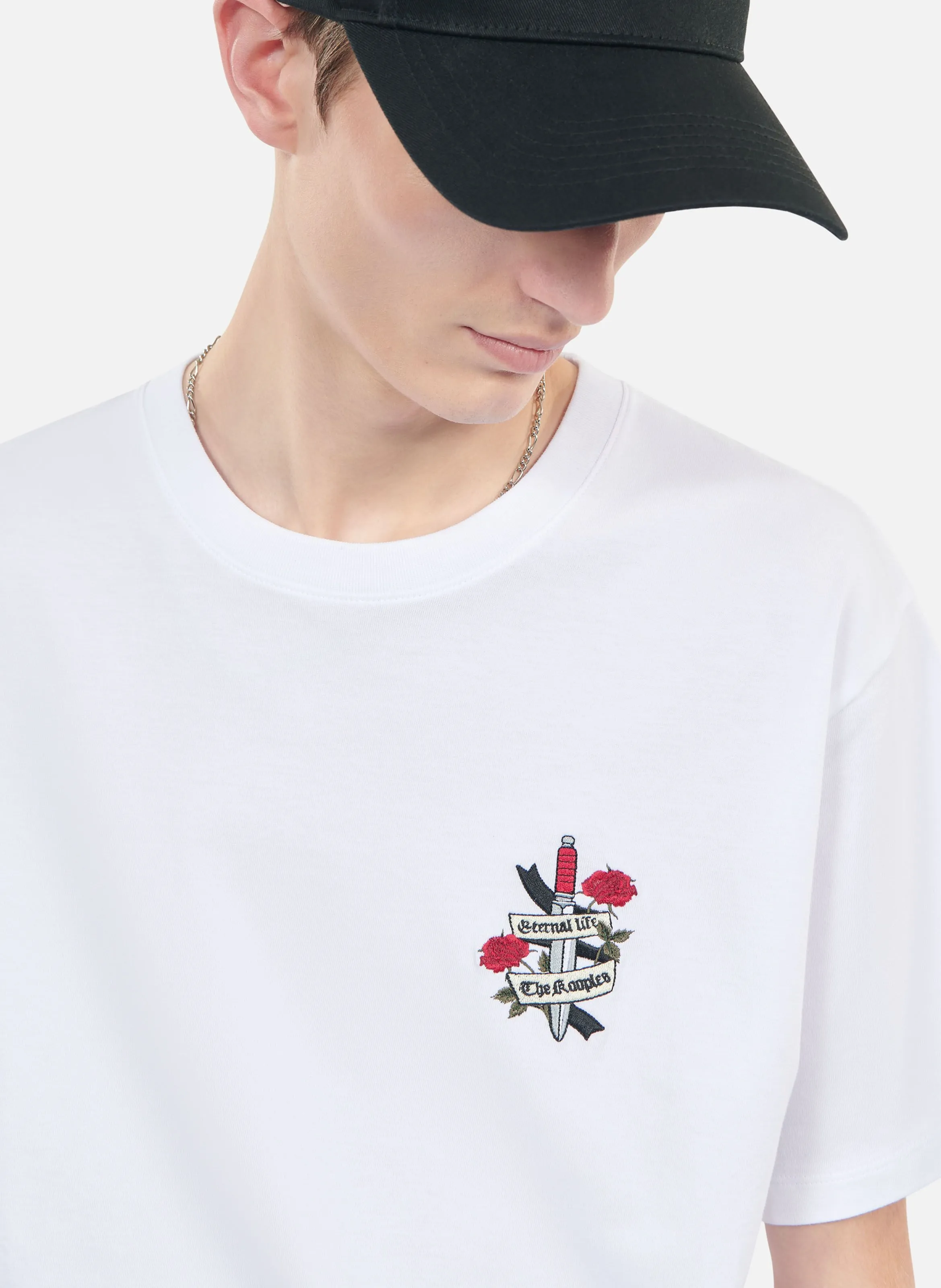 THE KOOPLES  Tee-shirt droit brodé en coton - Blanc