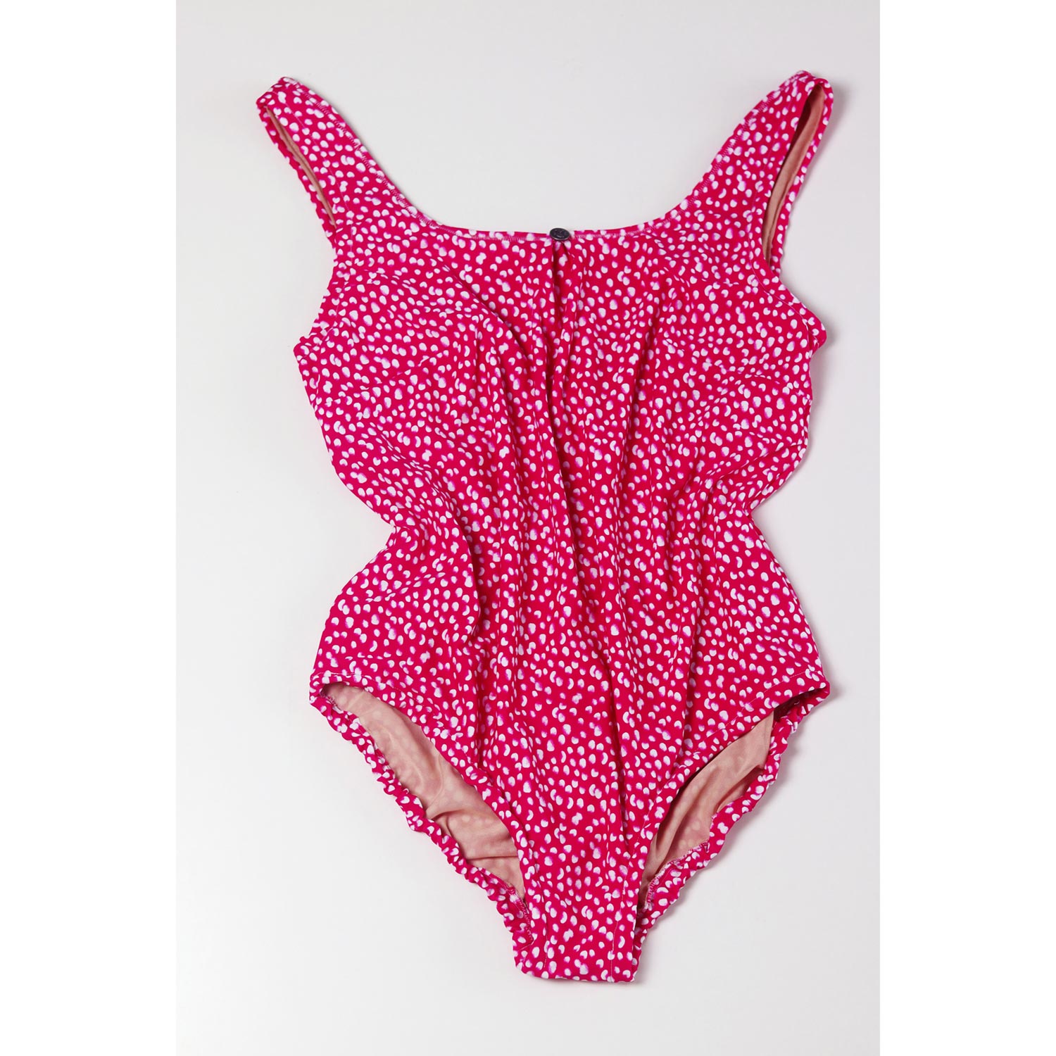 Tissu pour maillot de bain à petites taches – rose intense/blanc
