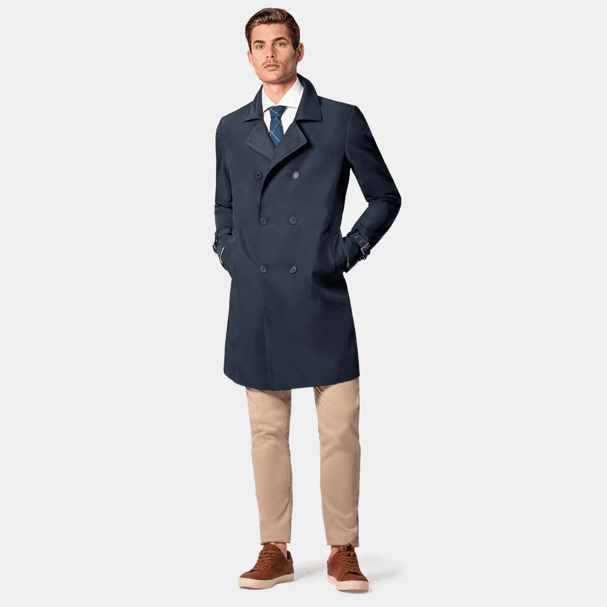 Trench croisé bleu